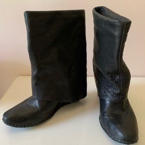 Black leather boots